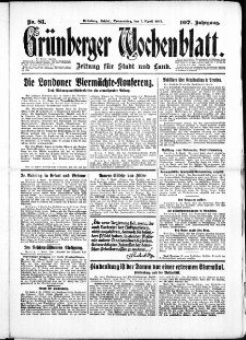 Grünberger Wochenblatt: Zeitung für Stadt und Land, No. 81. ( 7. April 1932)