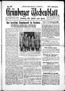 Grünberger Wochenblatt: Zeitung für Stadt und Land, No. 82. ( 8. April 1932)