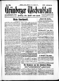 Grünberger Wochenblatt: Zeitung für Stadt und Land, No. 90. ( 18. April 1932)