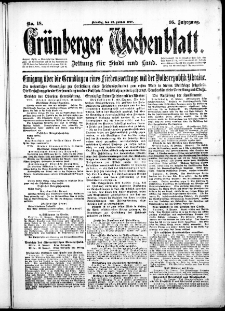 Grünberger Wochenblatt: Zeitung für Stadt und Land, No. 18. (22. Januar 1918)