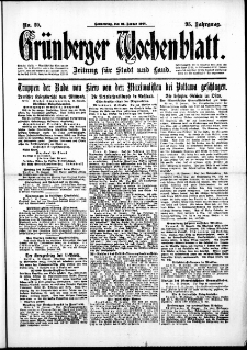 Grünberger Wochenblatt: Zeitung für Stadt und Land, No. 20. (24. Januar 1918)