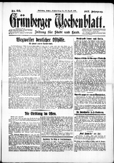 Grünberger Wochenblatt: Zeitung für Stadt und Land, No. 93. ( 21. April 1932)