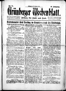 Grünberger Wochenblatt: Zeitung für Stadt und Land, No. 21. (25. Januar 1918)