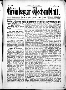 Grünberger Wochenblatt: Zeitung für Stadt und Land, No. 22. (26. Januar 1918)