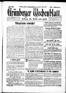 Grünberger Wochenblatt: Zeitung für Stadt und Land, No. 95. ( 23./ 24. April 1932)