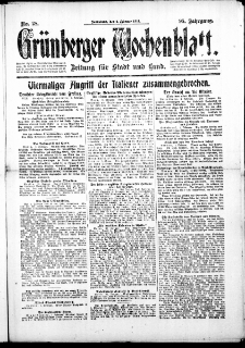 Grünberger Wochenblatt: Zeitung für Stadt und Land, No. 28. (2. Februar 1918)