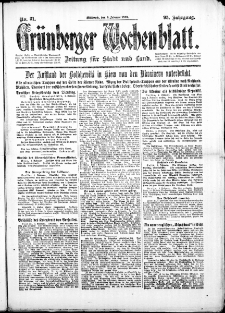 Grünberger Wochenblatt: Zeitung für Stadt und Land, No. 31. (6. Februar 1918)