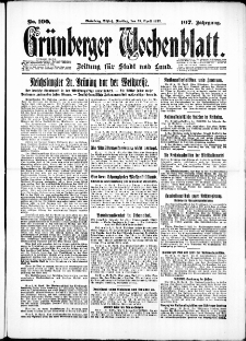 Grünberger Wochenblatt: Zeitung für Stadt und Land, No. 100. ( 29. April 1932)
