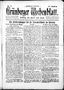 Grünberger Wochenblatt: Zeitung für Stadt und Land, No. 32. (7. Februar 1918)