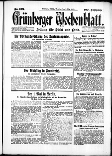 Grünberger Wochenblatt: Zeitung für Stadt und Land, No. 102. ( 2. Mai 1932)