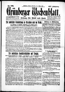 Grünberger Wochenblatt: Zeitung für Stadt und Land, No. 103. ( 3. Mai 1932)