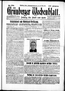 Grünberger Wochenblatt: Zeitung für Stadt und Land, No. 104. ( 4./ 5. Mai 1932)