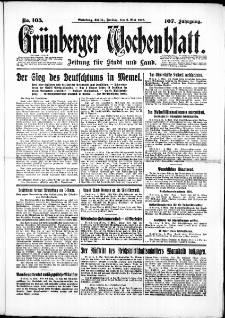 Grünberger Wochenblatt: Zeitung für Stadt und Land, No. 105. ( 6. Mai 1932)