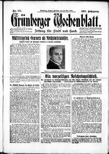Grünberger Wochenblatt: Zeitung für Stadt und Land, No. 111. ( 13. Mai 1932)