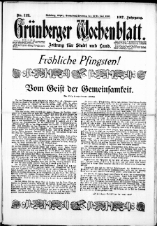 Grünberger Wochenblatt: Zeitung für Stadt und Land, No. 112. ( 14./15. Mai 1932)