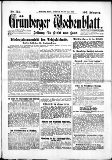 Grünberger Wochenblatt: Zeitung für Stadt und Land, No. 114. ( 18. Mai 1932)
