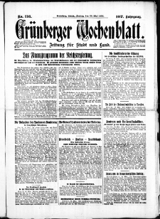 Gr&uuml;nberger Wochenblatt: Zeitung f&uuml;r Stadt und Land, No. 116. ( 20. Mai 1932)