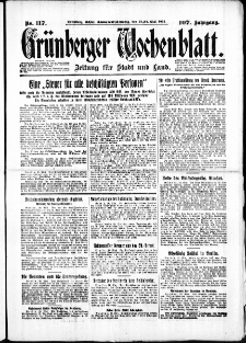 Grünberger Wochenblatt: Zeitung für Stadt und Land, No. 117. ( 21./ 22. Mai 1932)