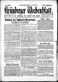 Grünberger Wochenblatt: Zeitung für Stadt und Land, No. 118. ( 23. Mai 1932)