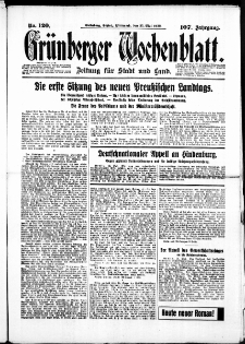 Grünberger Wochenblatt: Zeitung für Stadt und Land, No. 120. ( 25. Mai 1932)