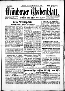 Grünberger Wochenblatt: Zeitung für Stadt und Land, No. 122. ( 27. Mai 1932)
