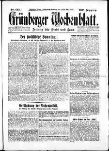 Grünberger Wochenblatt: Zeitung für Stadt und Land, No. 123. ( 28./ 29. Mai 1932)