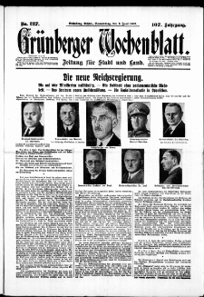 Grünberger Wochenblatt: Zeitung für Stadt und Land, No. 127. ( 2. Juni 1932)