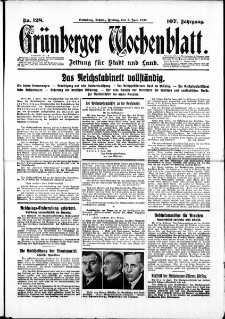 Grünberger Wochenblatt: Zeitung für Stadt und Land, No. 128. ( 3. Juni 1932)