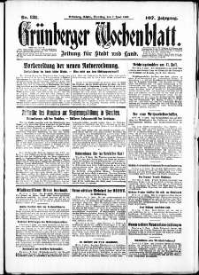 Grünberger Wochenblatt: Zeitung für Stadt und Land, No. 131. ( 7. Juni 1932)