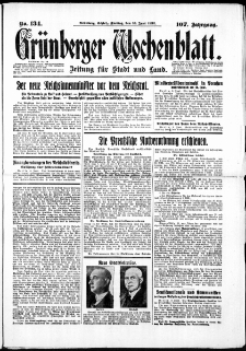 Grünberger Wochenblatt: Zeitung für Stadt und Land, No. 134. ( 10. Juni 1932)
