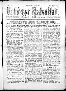 Grünberger Wochenblatt: Zeitung für Stadt und Land, No. 44. (21. Februar 1918)