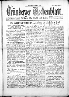 Grünberger Wochenblatt: Zeitung für Stadt und Land, No. 58. (9. März 1918)