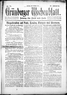 Grünberger Wochenblatt: Zeitung für Stadt und Land, No. 59. (10. März 1918)