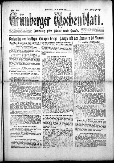 Grünberger Wochenblatt: Zeitung für Stadt und Land, No. 64. (16. März 1918)