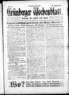 Grünberger Wochenblatt: Zeitung für Stadt und Land, No. 71. (24. März 1918)