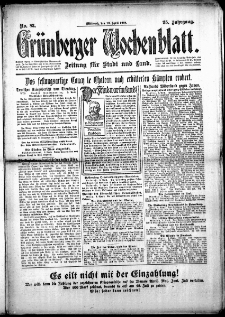Grünberger Wochenblatt: Zeitung für Stadt und Land, No. 83. (10. April 1918)