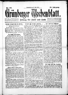 Grünberger Wochenblatt: Zeitung für Stadt und Land, No. 120. (25. Mai 1918)