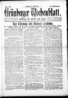 Grünberger Wochenblatt: Zeitung für Stadt und Land, No. 123. (29. Mai 1918)