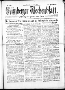 Grünberger Wochenblatt: Zeitung für Stadt und Land, No. 130. (6. Juni 1918)