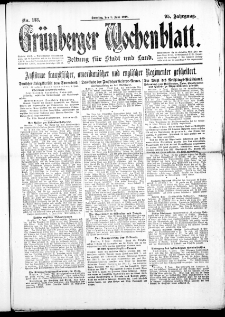 Grünberger Wochenblatt: Zeitung für Stadt und Land, No. 133. (9. Juni 1918)