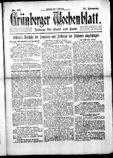 Grünberger Wochenblatt: Zeitung für Stadt und Land, No. 157. (7. Juli 1918)