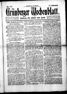 Grünberger Wochenblatt: Zeitung für Stadt und Land, No. 162. (13. Juli 1918)