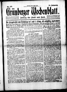 Grünberger Wochenblatt: Zeitung für Stadt und Land, No. 163. (14. Juli 1918)