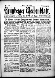 Grünberger Wochenblatt: Zeitung für Stadt und Land, No. 165. (17. Juli 1918)