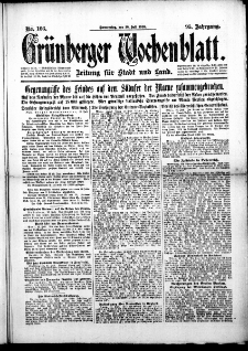 Grünberger Wochenblatt: Zeitung für Stadt und Land, No. 166. (18. Juli 1918)