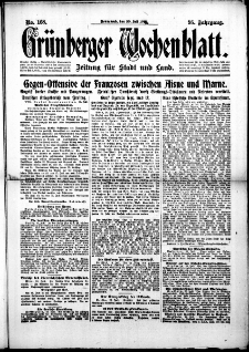 Grünberger Wochenblatt: Zeitung für Stadt und Land, No. 168. (20. Juli 1918)
