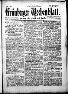 Grünberger Wochenblatt: Zeitung für Stadt und Land, No. 173. (26. Juli 1918)