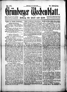 Grünberger Wochenblatt: Zeitung für Stadt und Land, No. 176. (30. Juli 1918)