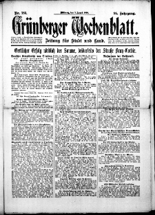 Grünberger Wochenblatt: Zeitung für Stadt und Land, No. 183. (7. August 1918)