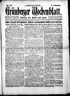 Grünberger Wochenblatt: Zeitung für Stadt und Land, No. 186. (10. August 1918)